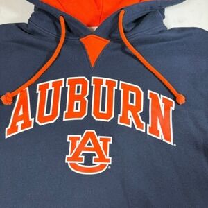 Champion Auburn Tigers Hoodie Mens Large Navy Orange Excellent Colorblock NCAA